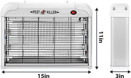 Vista 6 de Exterminador eléctrico de insectos para interiores, 2800 V potente asesino de insectos voladores con atracción de luz azul de 20 W, máquina de 2800