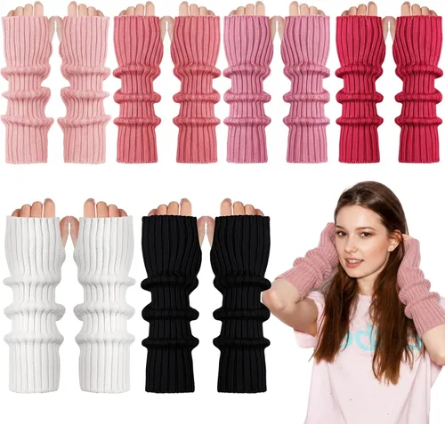 Vista 12 de Berlune 6 pares de mangas de brazo kawaii para mujer y niñas, calentadores de brazos de estilo japonés Y2K para disfraz escolar, 6