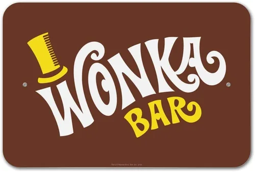 Vista 9 de GRAPHICS & MORE Willy Wonka and The Chocolate Factory Wonka Bar Logo Home Business Office Sign