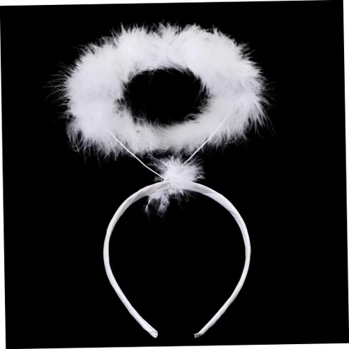 Vista 7 de ZHOUBINGBING Diademas con halo de ángel, diadema de ángel con plumas y halo blanco, para adultos, adolescentes, niñas y mujeres, paquete de 2
