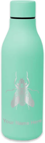 Vista 13 de LaserGram Botella de agua de acero inoxidable de doble pared, mosca doméstica, grabado personalizado incluido