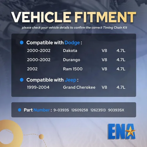 Vista 3 de Kit de cadena de distribución ENA Compatible con Dodge Jeep Dakota Durango Grand Cherokee Ram 1500 4.7L V8 1999 2001 2002 2003 2004 Reemplazo