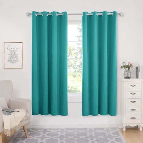 Vista 154 de Deconovo Cortinas opacas 100% con forro negro, cortinas con ojales aisladas térmicamente que reducen el ruido, doble capa para oscurecer