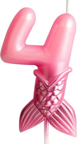 Vista 10 de Velas de cumpleaños con números 7, decoraciones de cumpleaños de sirena, velas de feliz 7 cumpleaños para pasteles, velas de pastel de cumpleaños