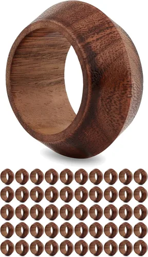 Vista 19 de ALPHA Living HOME Juego de 50 servilleteros de madera, hecho a mano, de madera antigua, con hebillas para mesas de comedor, bodas, aniversarios