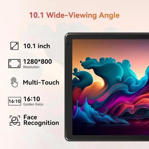 Vista 5 de Android Tablet with 10.1 inch 1280 * 800 IPS HD Touchscreen, Octa-Core Processor, 128GB Storage, 1TB TF Card Expandable, 5G/2.4G WiFi, BT 5.0,Dual