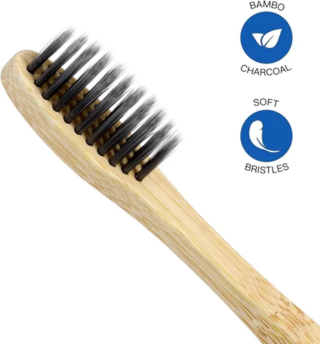 Vista 6 de Isshah - Cepillo de dientes de bambú biodegradable, compostable, ecológico, paquete de 8 FSC certified, PETA approved. Biodegradable, compostable.