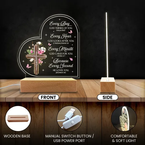 Vista 3 de SANDJEST Luz nocturna acrílica, regalos cristianos para mujeres, regalos inspiradores con versículos de la Biblia, decoración religiosa