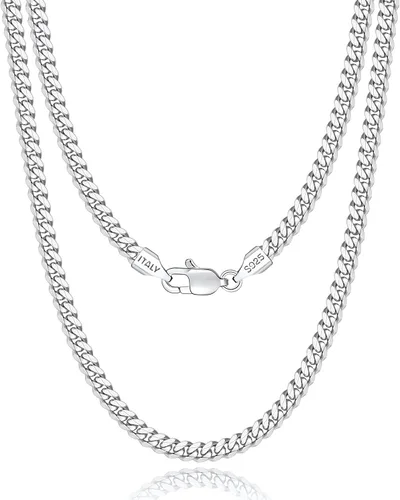 Vista 6 de 18k Gold Plated 925 Sterling Silver Chain Necklace for Men Women, 3.5mm, 4mm, 5mm Diamond Cut Cuban Link Chain, Sturdy & Shiny & Not Easy to Fade &