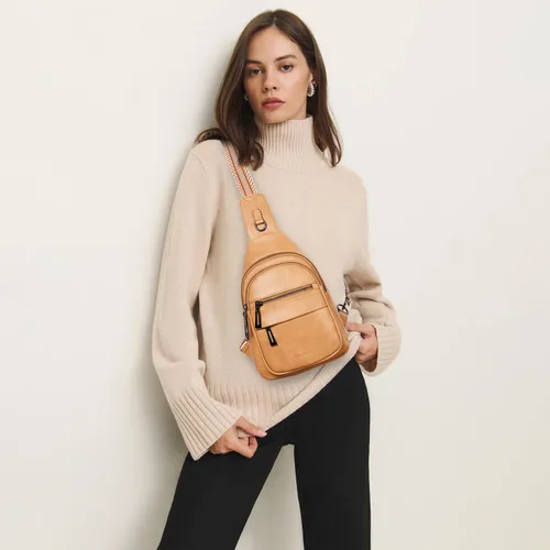 Vista 2 de Leresas Bolso bandolera de 7L para mujer, bolso cruzado, riñoneras, de cuero vegano, bolso de pecho de moda, de viaje, antirrobo