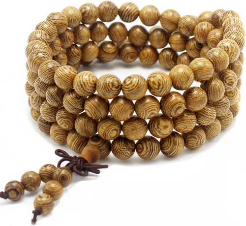 Vista 18 de Mala Beads Pulsera 108 0.315 in Meditación Sándalo Elástico..