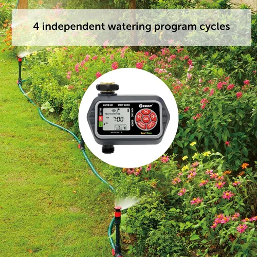 Vista 5 de Eden 93411 Temporizador digital de agua de 1 zona con pantalla LCD, sistema de rociadores programable, riego manual, retardo de lluvia