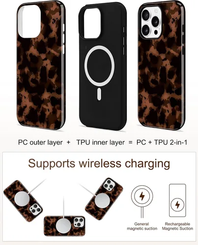 Vista 66 de Jusy Funda compatible con MagSafe con estampado de caparazón de tortuga marrón para iPhone 7/8/SE, cubierta protectora de TPU suave magnética
