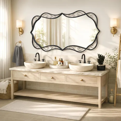 Vista 18 de Besdomus Espejo de baño negro moderno: espejos de baño grandes de 24 x 36 pulgadas para colgar sobre el fregadero, colgante vertical u horizontal