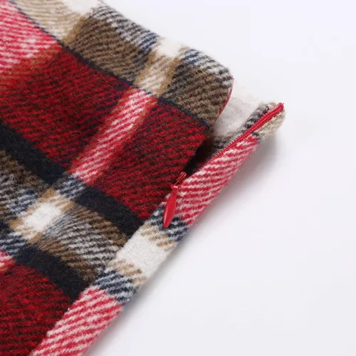 Vista 3 de Minifalda a cuadros para mujer, cintura alta, línea A, falda de otoño