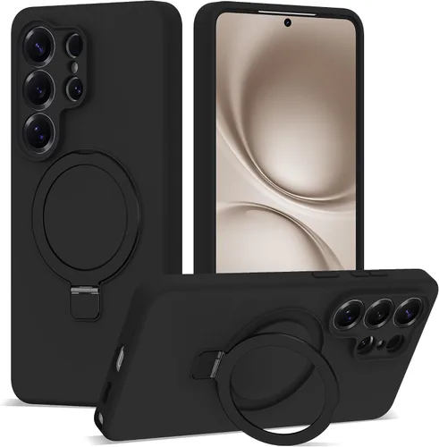 Vista 32 de SKYLMW - Funda para Samsung Galaxy S23 con soporte, 6.1 pulgadas, color negro Soporte de anillo magnético, compatible con Mag-Safe, funda