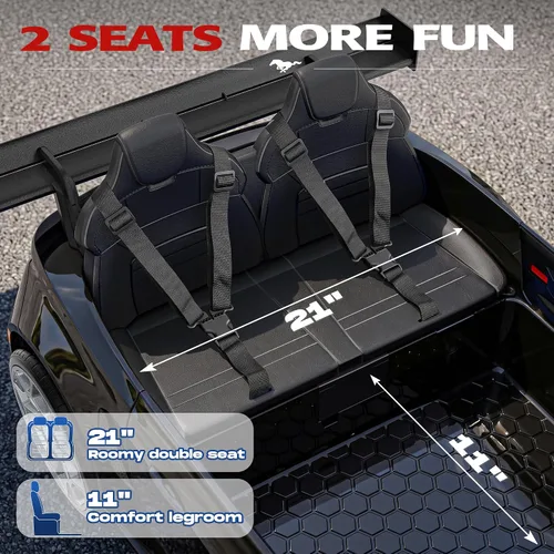 Vista 3 de ANPABO Ford Mustang 24V 2 plazas con licencia para niños de 3 a 8 años Negro