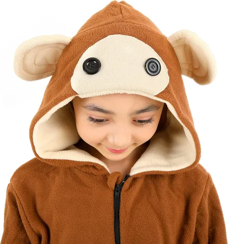 Vista 5 de Disfraz de mono de guepardo panda vaca jirafa zorro para niños niñas Halloween Navidad cosplay