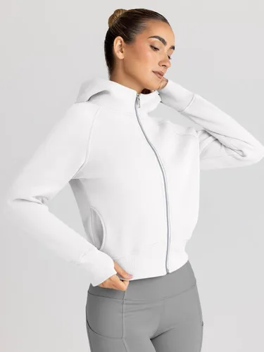 Vista 3 de Trendy Queen - Sudaderas con capucha y cremallera para mujer, sudaderas cortas de vellón, trajes de otoño, estilo informal, cómodas, Y2K, ropa