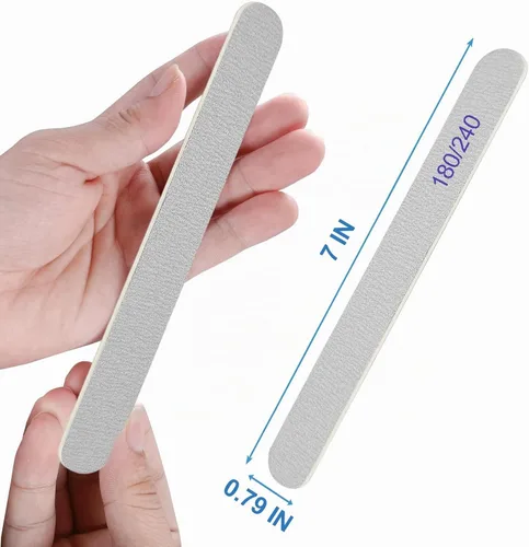 Vista 7 de Lima de uñas, pizarras de esmeril para uñas, grano 180/240, limas de uñas para uñas naturales, madera de doble cara, lima de uñas Emory profesional