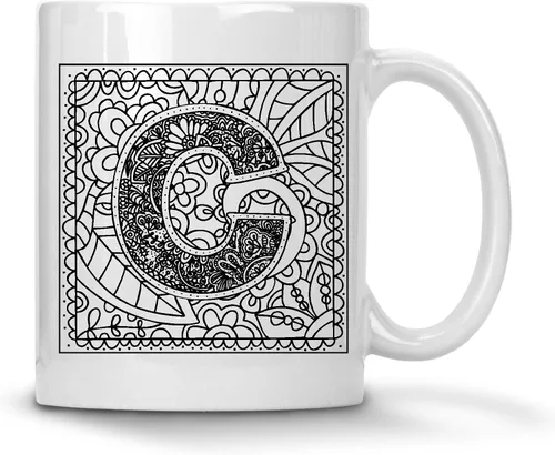 Vista 13 de Alankathy Mugs Taza de café monograma, 11 oz, color blanco (A)