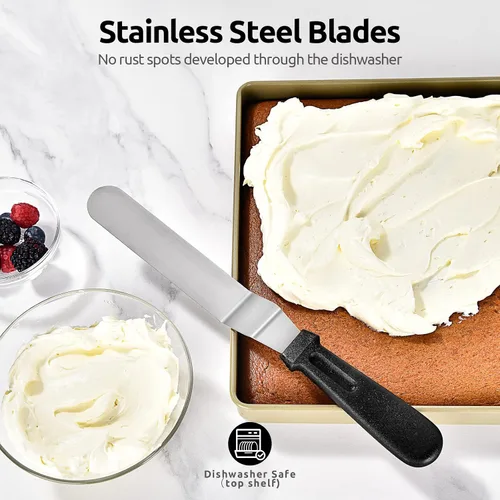 Vista 3 de Set de espátulas U-Taste de glaseado con ángulo inclinado Stainless Steel Blade with PP Plastic Handle, Metal Baking Spatula for Cake Decorating