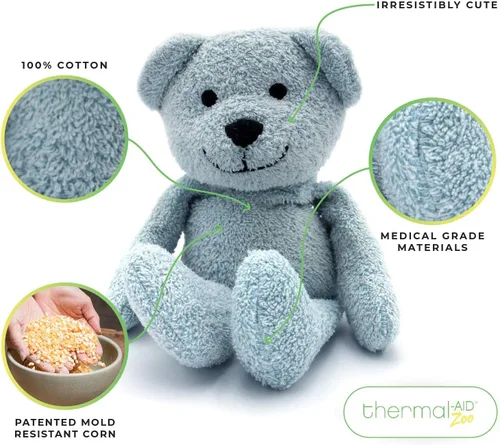 Vista 2 de Thermal-Aid (Buckley The Blue Bear) - Almohadilla térmica lavable y bolsa de hielo - Paquete de felpa caliente/frío con relleno de maíz natural