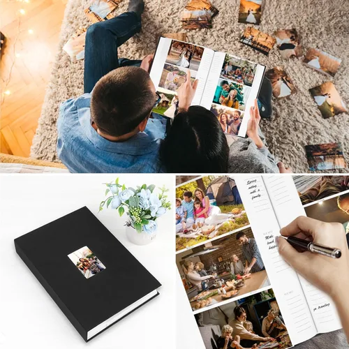 Vista 7 de Álbum de fotos de 4 x 6 pulgadas, 360 fotos, cubierta de marco de lino con áreas de notas, libro de fotos de 4 x 6 con espacio de escritura