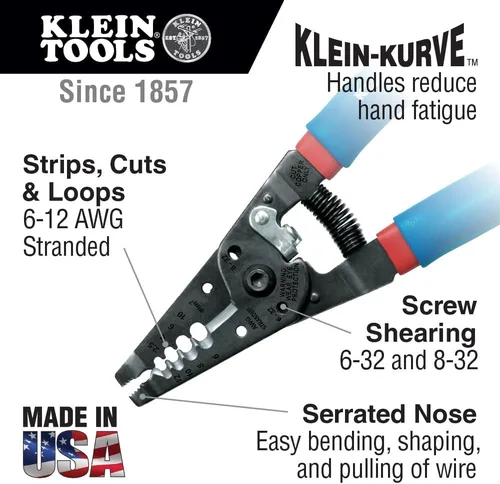 Vista 3 de Klein Tools Pelacables y cortador - 6-12 AWG trenzado y sólido 20-30, trenzado 22-32