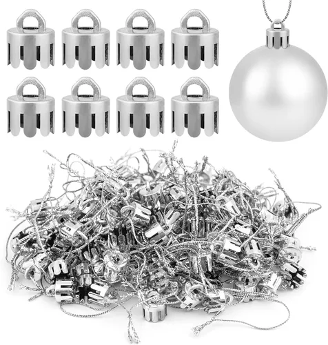Vista 8 de 120 Piezas Tapas de Adornos Navideños Redondas de 0.5 Pulgadas de Repuesto de Plástico Ganchos de Tapas de Adornos Navideños para Árbol de Navidad