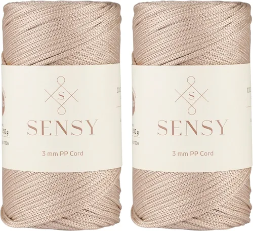Vista 50 de Cuerda de poliéster Sensy Premium de 3 mm, 120 metros, 100% cordón de polipropileno, cuerda de macramé de 3 mm, cordón para bolsos de ganchillo