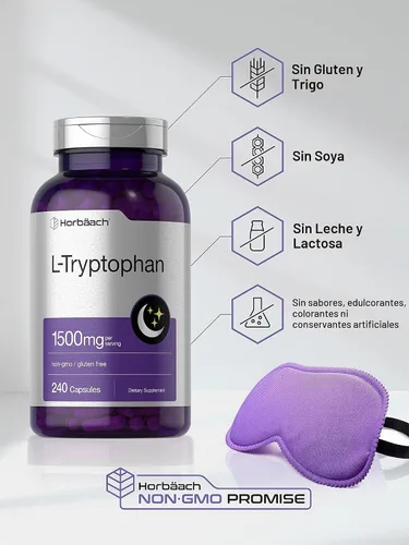 Vista 4 de Horbäach Cápsulas L de triptófano de 1500 mg 240 unidades Fórmula