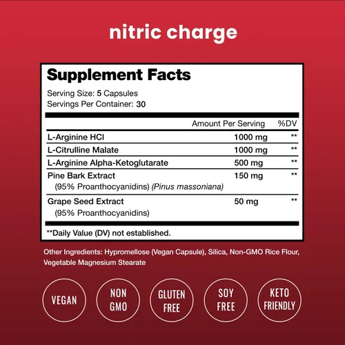 Vista 3 de NutraChamps Paquete de 2 cápsulas de L-arginina y cápsulas de carga nítrica