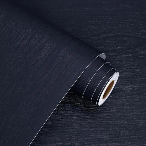 Vista 8 de WESTICK Papel tapiz de madera azul oscuro, para despegar y pegar, impermeable, papel de contacto de grano de madera azul marino para cocina