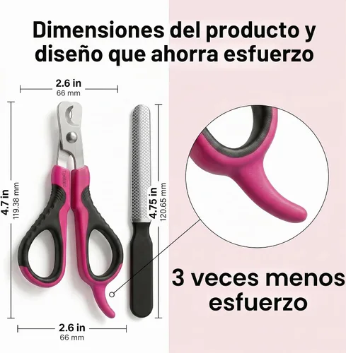 Vista 2 de Tpotato Cortauñas para gatos con lima de uñas, recortador de uñas de gato de acero inoxidable para gatos de interior, cortaúñas profesional