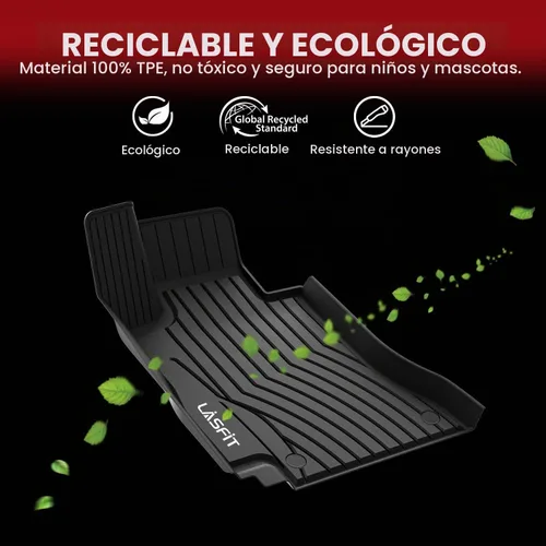 Vista 8 de LASFIT Tapetes de elastómero termoplástico para 1a y 2a fila de asientos de auto, para todo tipo de clima
