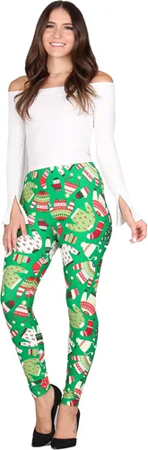 Vista 20 de Lildy - Leggings súper suaves lisas e impresas para mujer, elásticas sin transparencias Rayas negras y rojas/paquete de dos negras
