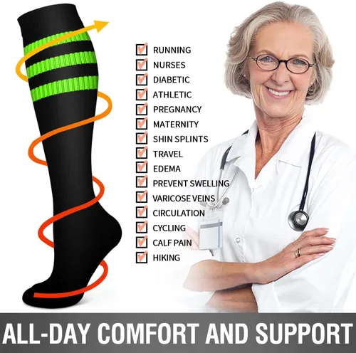 Vista 197 de Bluemaple 6 Pack Copper Compression Socks for Women and Men Circulation-Best Support for Medical, Running,Nursing,Athletic