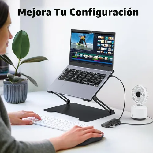 Vista 7 de Acer Hub USB 4 Puertos, Hub USB 3.0 Múltiple, Divisor USBA para Laptop con Puerto de Alimentación Tipo C, Extensor para Laptop de Puerto A, PC