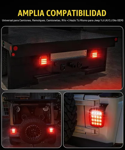 Vista 7 de Partsam 2 luces universales de 16 LED de parada trasera, señal de giro de reserva de freno inverso, luces de marcador de liquidación rojo/blanco