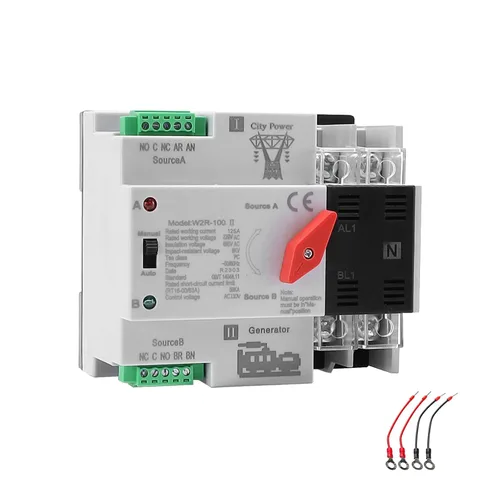 Vista 15 de Interruptor de transferencia automática/manual de 63amp AC110V 2P 50/60Hz, interruptor mini ATS de 2 polos 63A de doble potencia solar
