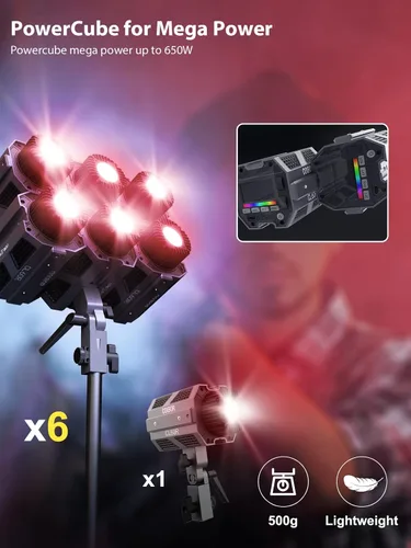 Vista 6 de COLBOR CL60R Luz de video RGB de 65 W, 2700 ~ 6500 K, iluminación de salida continua, 13 efectos de luz con montaje Bowens, control de aplicación