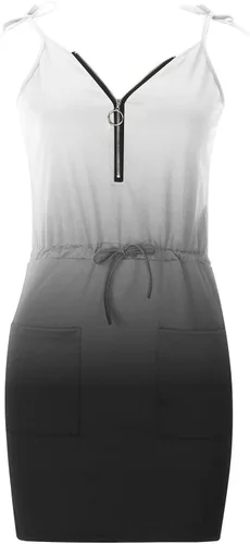 Vista 4 de Vestido Deportivo sin Mangas con cremallera degradada de Color sólido de Verano para Mujer