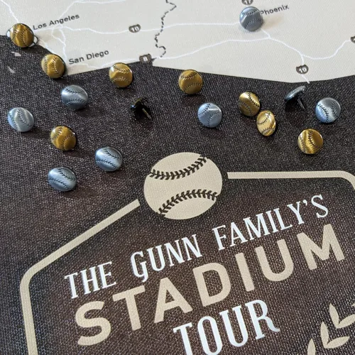 Vista 6 de HolyCowCanvas Mapa Rastreador de Estadios de Béisbol en Lienzo Personalizado con Chinchetas, Lista de Deseos de Parques, Regalo Personalizado