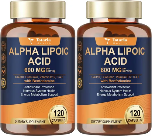 Vista 10 de Totaria Ácido alfa lipoico de 1000 mg – Suplemento de ALA antioxidante para neuropatía, apoyo a la salud nerviosa, desintoxicación hepática