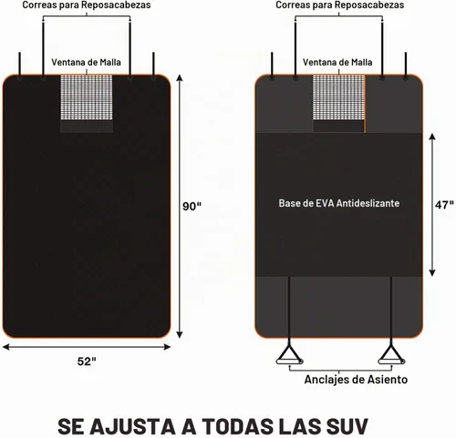 Vista 5 de Forro de carga para perros SUV, cubierta de carga impermeable para perro con protección de solapa para parachoques, alfombrilla duradera