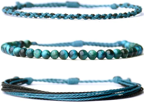 Vista 9 de Pulsera curativa hecha a mano con cuentas de piedra natural, regalo para hombres, pulsera de cuerda ajustable