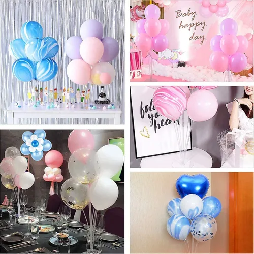 Vista 3 de Juego de 10 soportes para globos, soportes transparentes reutilizables para mesa, centros de mesa de globos para mesas, adecuados para decoraciones