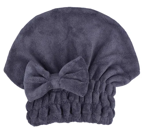 Vista 4 de Toallas de microfibra para secar el cabello con gorro de ducha con nudo de lazo, turbante para el cabello, gorro de baño para cabello rizado, corto