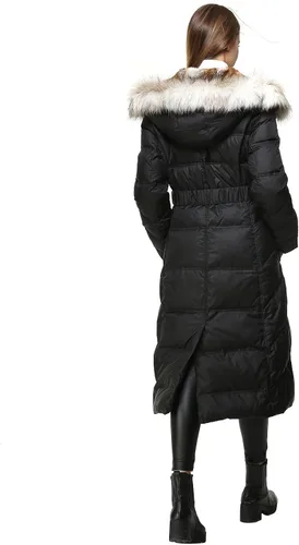 Vista 2 de Bldo Chaqueta larga con capucha y piel, engrosada, para mujer